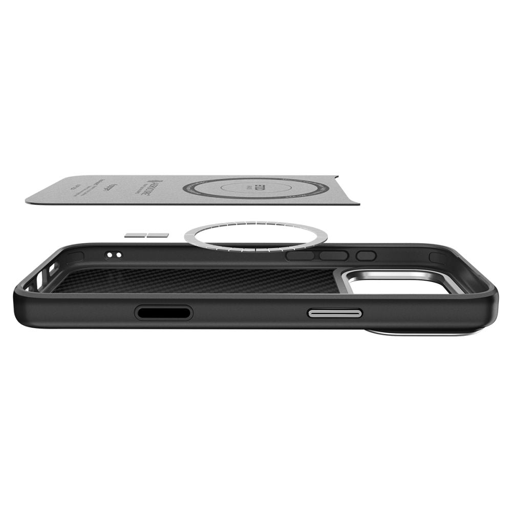 Capa MagSafe para Apple iPhone 17 Pro Max, Spigen, Enzo Aramid T, Preta Prateada
