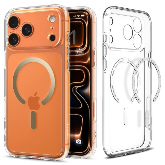 Capa MagSafe para Apple iPhone 17 Pro Max, Spigen, Ultra Hybrid, Dourada Transparente