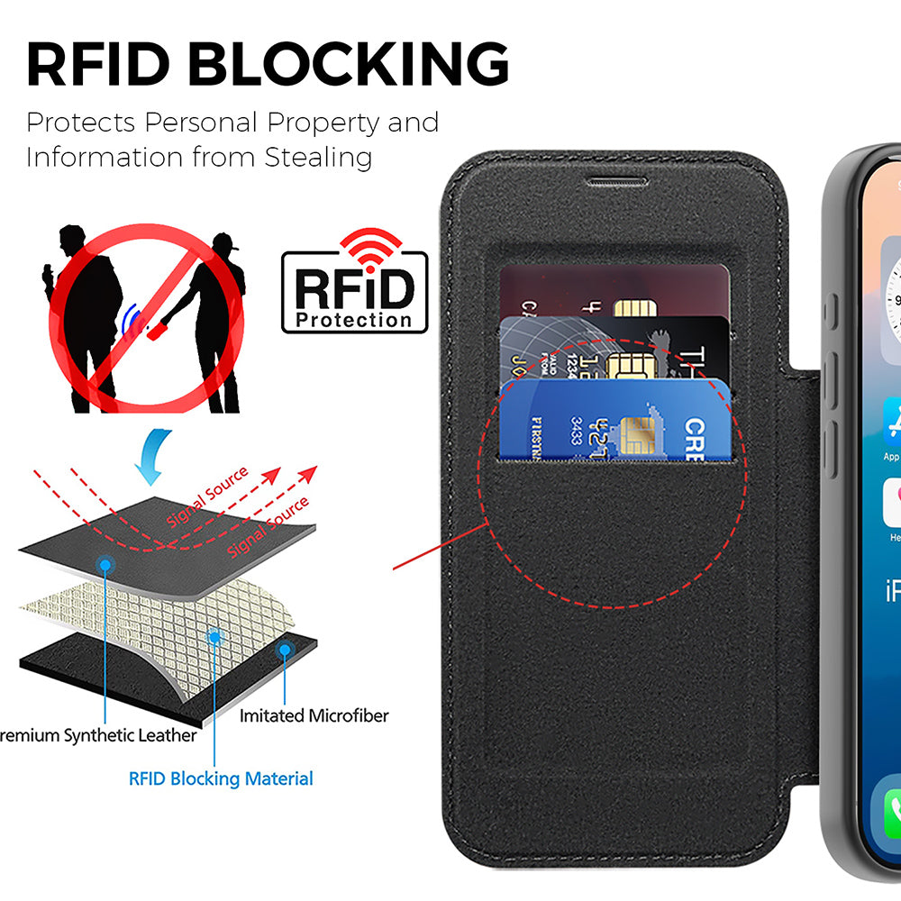 Capa MagSafe para Apple iPhone 17 Pro Max, Techsuit, SmartMag Book, Azul