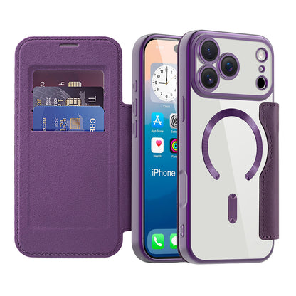 MagSafe Case for Apple iPhone 17 Pro Max, Techsuit, SmartMag Book, Purple