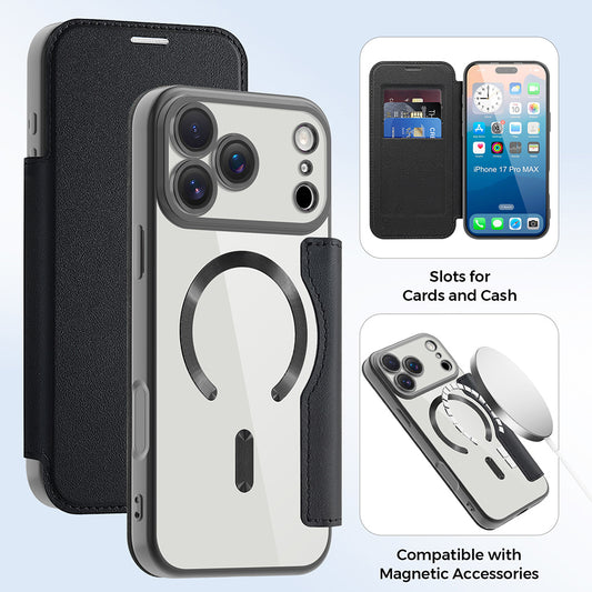 Capa MagSafe para Apple iPhone 17 Pro Max, Techsuit, SmartMag Book, Preta