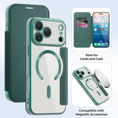 Capa MagSafe para Apple iPhone 17 Pro Max, Techsuit, SmartMag Book, Verde