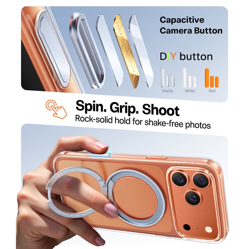 Capa MagSafe para Apple iPhone 17 Pro Max, Torras, Ostand Pro, Transparente