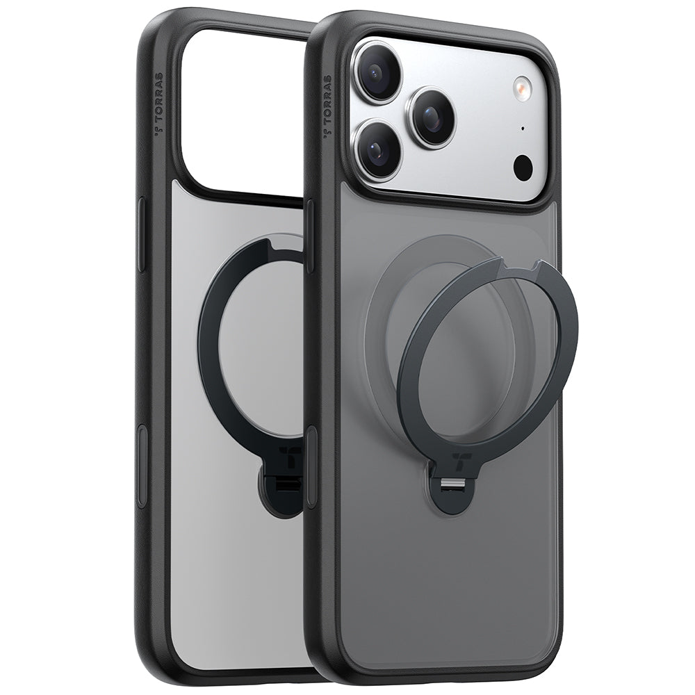 Capa MagSafe para Apple iPhone 17 Pro Max, Torras, Ostand Spin, Preta