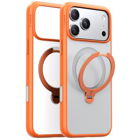 Capa MagSafe para Apple iPhone 17 Pro Max, Torras, Ostand Spin, Laranja