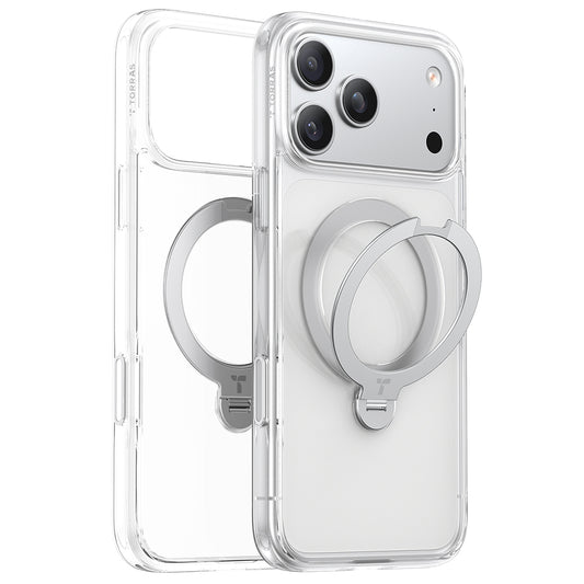 Capa MagSafe para Apple iPhone 17 Pro Max, Torras, Ostand Spin, Transparente
