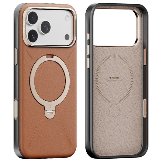 Capa MagSafe para Apple iPhone 17 Pro Max, Torras, QPRO Leather, Castanho