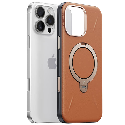 Capa MagSafe para Apple iPhone 17 Pro Max, Torras, QPRO Leather, Castanho