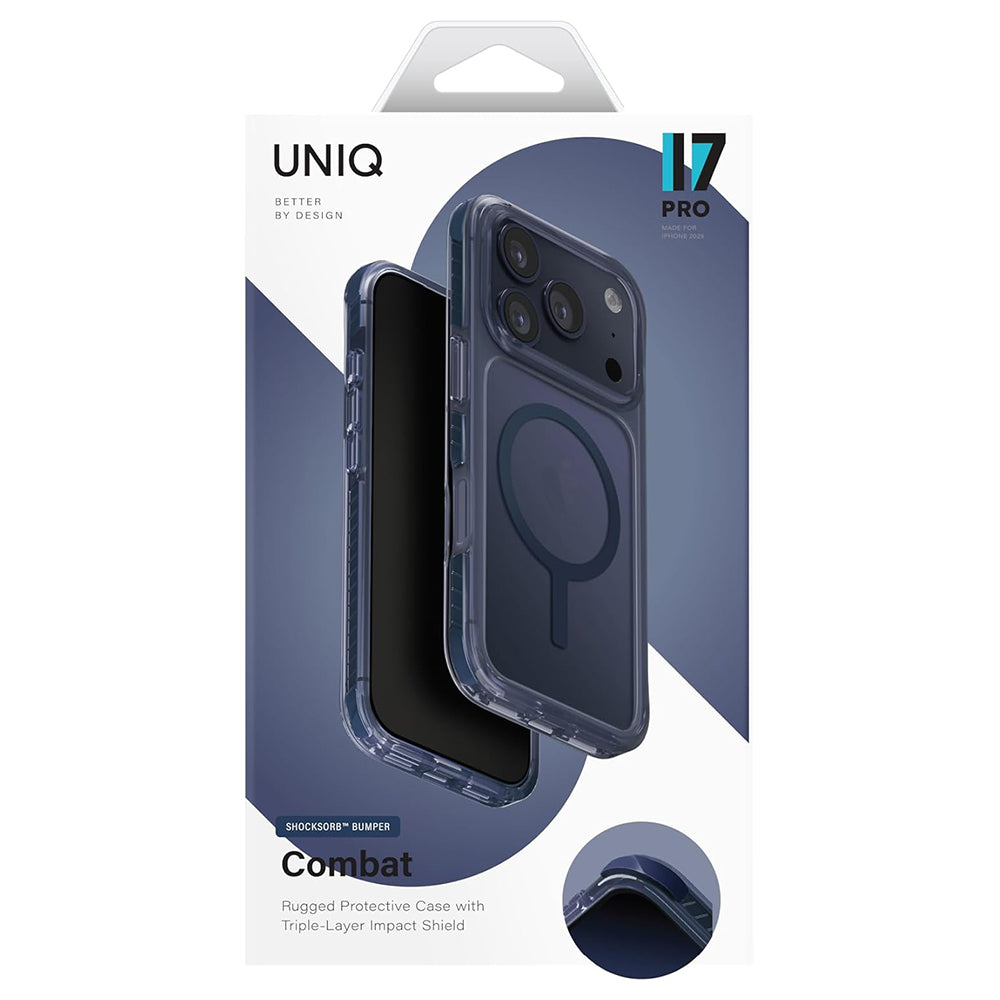 Capa MagSafe para Apple iPhone 17 Pro Max, UNIQ, Combat MagClick, Azul