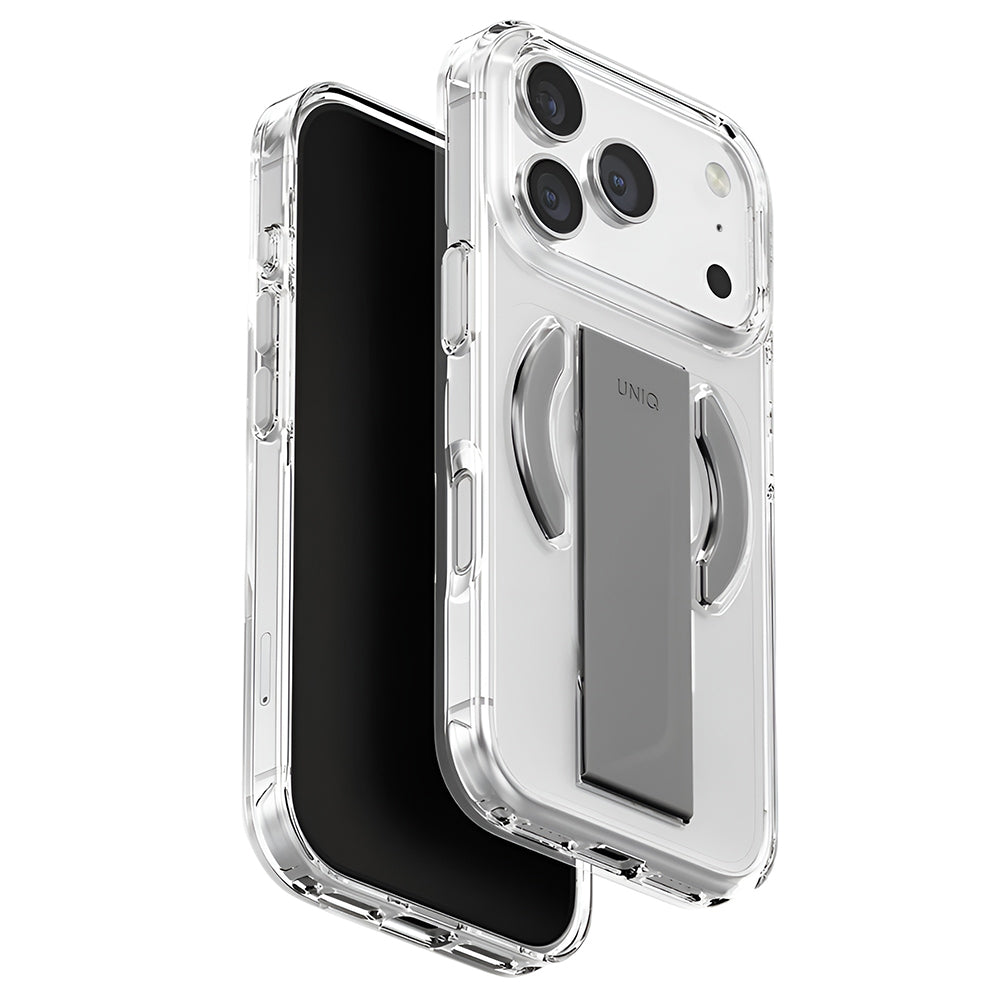 Capa MagSafe para Apple iPhone 17 Pro Max, UNIQ, Heldro Air MagClick, Cinza Transparente