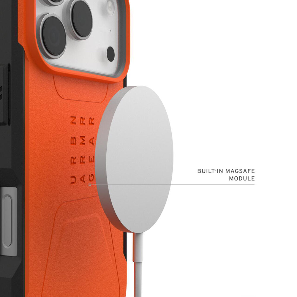 Capa MagSafe para Apple iPhone 17 Pro Max, Urban Armor Gear, Civilian LT, Laranja