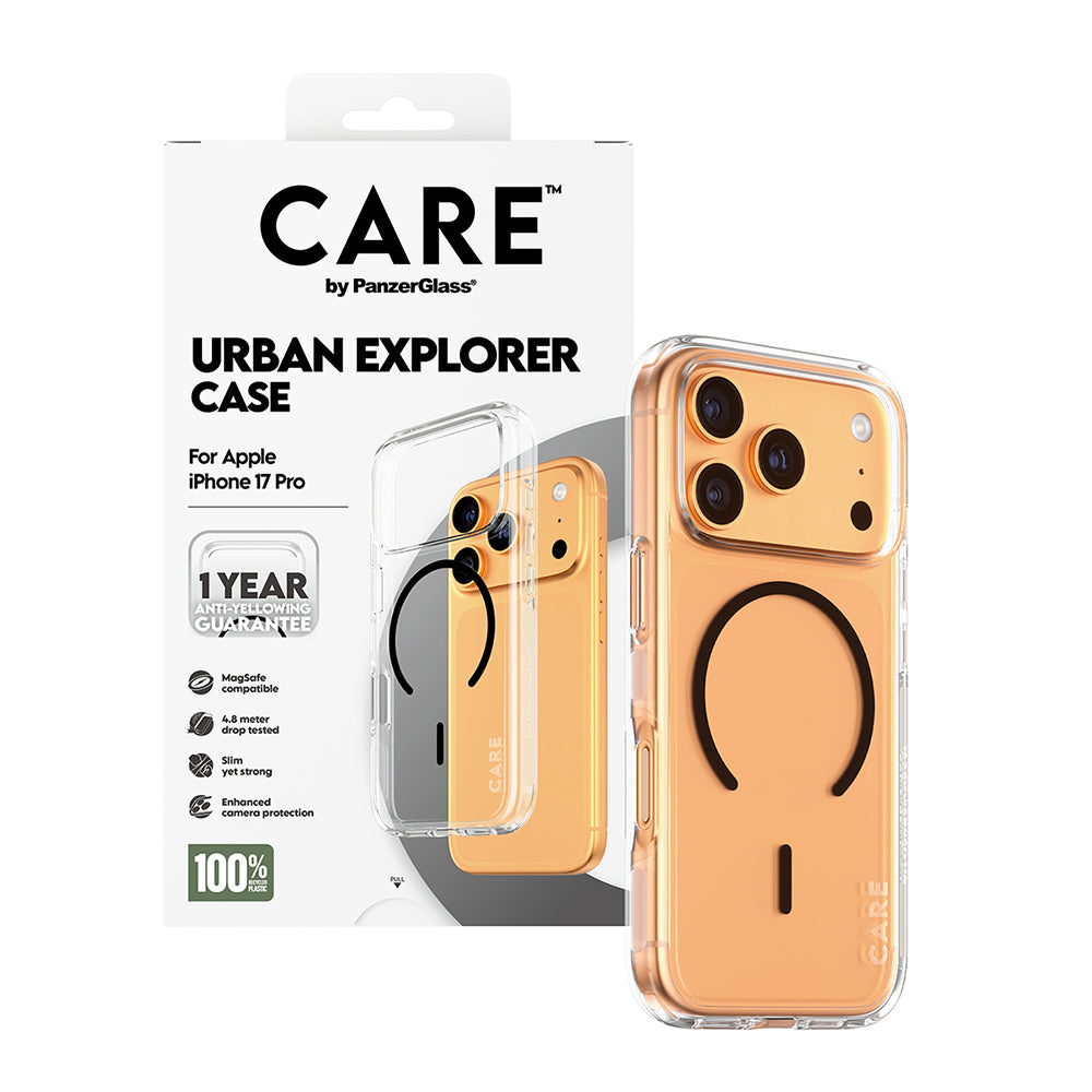 Capa MagSafe para Apple iPhone 17 Pro, PanzerGlass, Care Urban Explorer, Transparente Negra