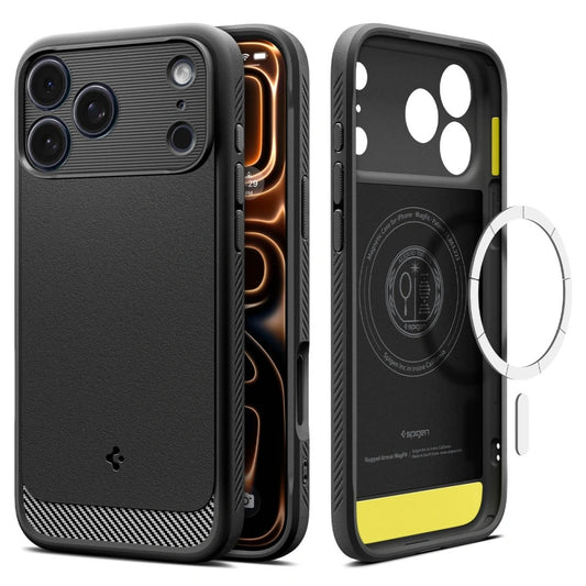 Capa MagSafe para Apple iPhone 17 Pro, Spigen, Rugged Armor, Preta Fosca