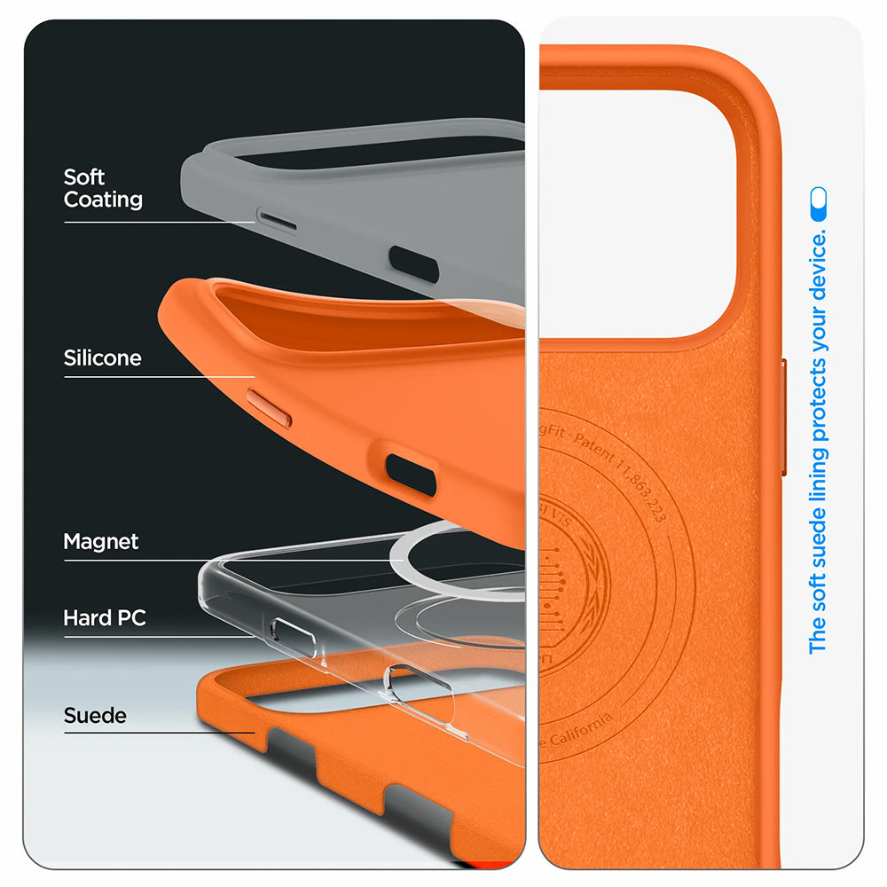 Capa MagSafe para Apple iPhone 17 Pro, Spigen, Silicone Fit, Laranja ACS11379
