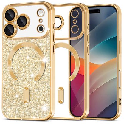 Capa MagSafe para Apple iPhone 17 Pro, Techsuit, Luxury Glitter, Dourada