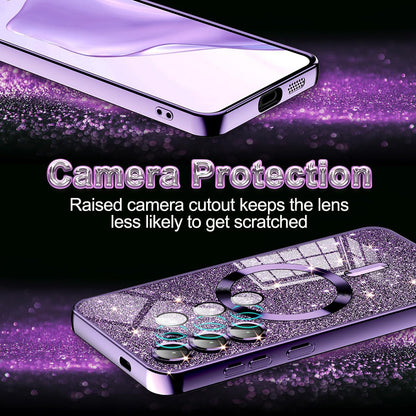Capa MagSafe para Apple iPhone 17 Pro, Techsuit, Luxury Glitter, Rosa Dourado