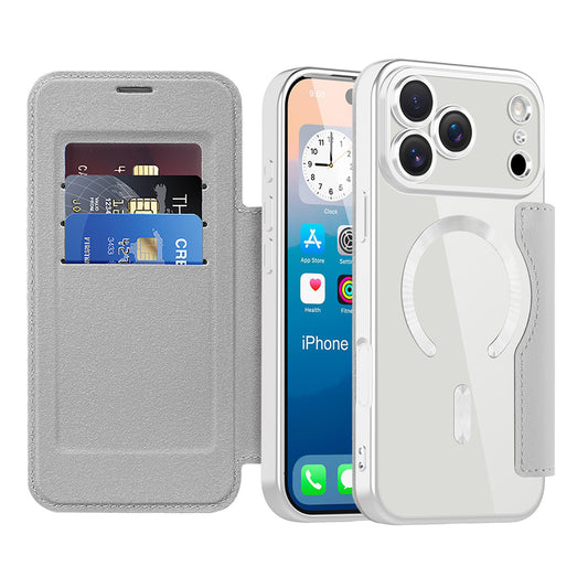 Capa MagSafe para Apple iPhone 17 Pro, Techsuit, SmartMag Book, Cinzento