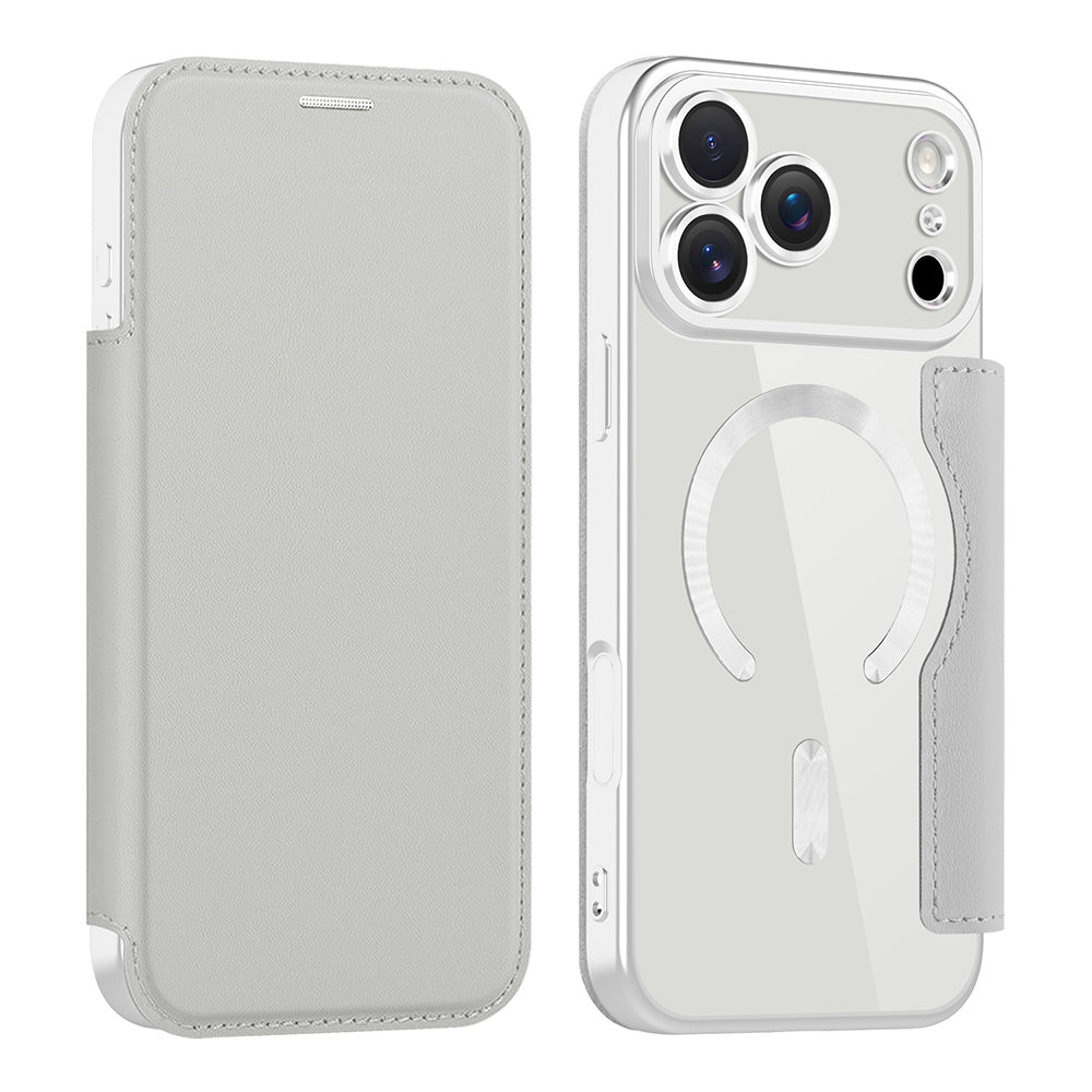 Capa MagSafe para Apple iPhone 17 Pro, Techsuit, SmartMag Book, Cinzento
