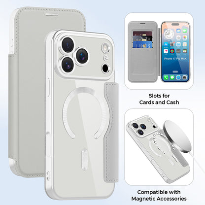 Capa MagSafe para Apple iPhone 17 Pro, Techsuit, SmartMag Book, Cinzento