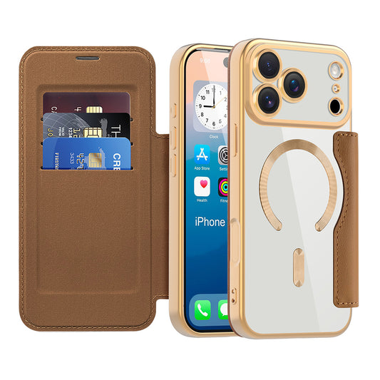 Capa MagSafe para Apple iPhone 17 Pro, Techsuit, SmartMag Book, Castanho