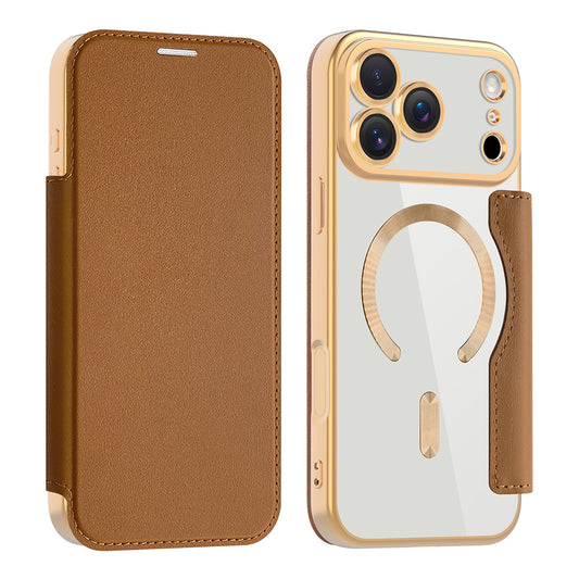 Capa MagSafe para Apple iPhone 17 Pro, Techsuit, SmartMag Book, Castanho
