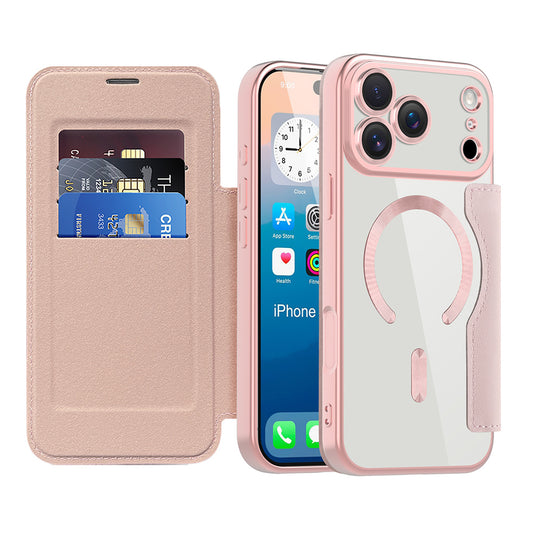 Capa MagSafe para Apple iPhone 17 Pro, Techsuit, SmartMag Book, Rosa