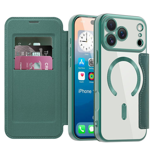 Capa MagSafe para Apple iPhone 17 Pro, Techsuit, SmartMag Book, Verde