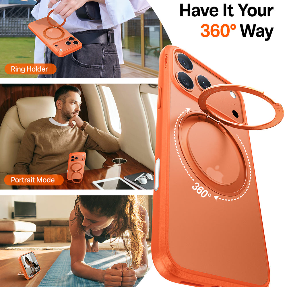 Capa MagSafe para Apple iPhone 17 Pro, Torras, Ostand Pro, Laranja