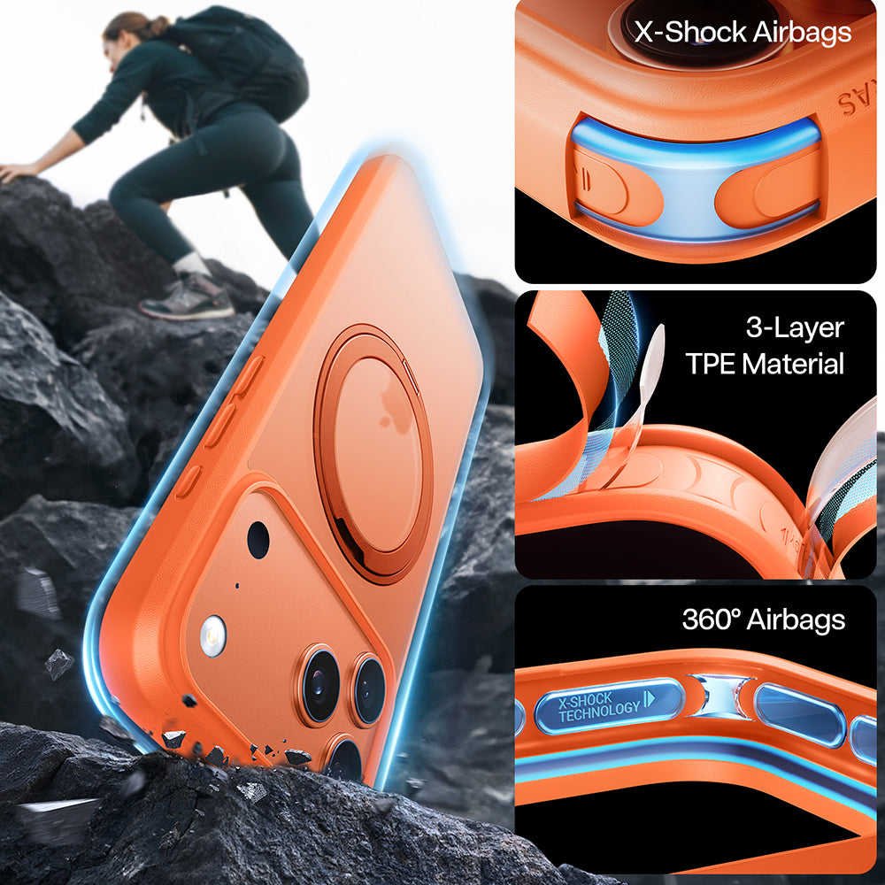 Capa MagSafe para Apple iPhone 17 Pro, Torras, Ostand Pro, Laranja