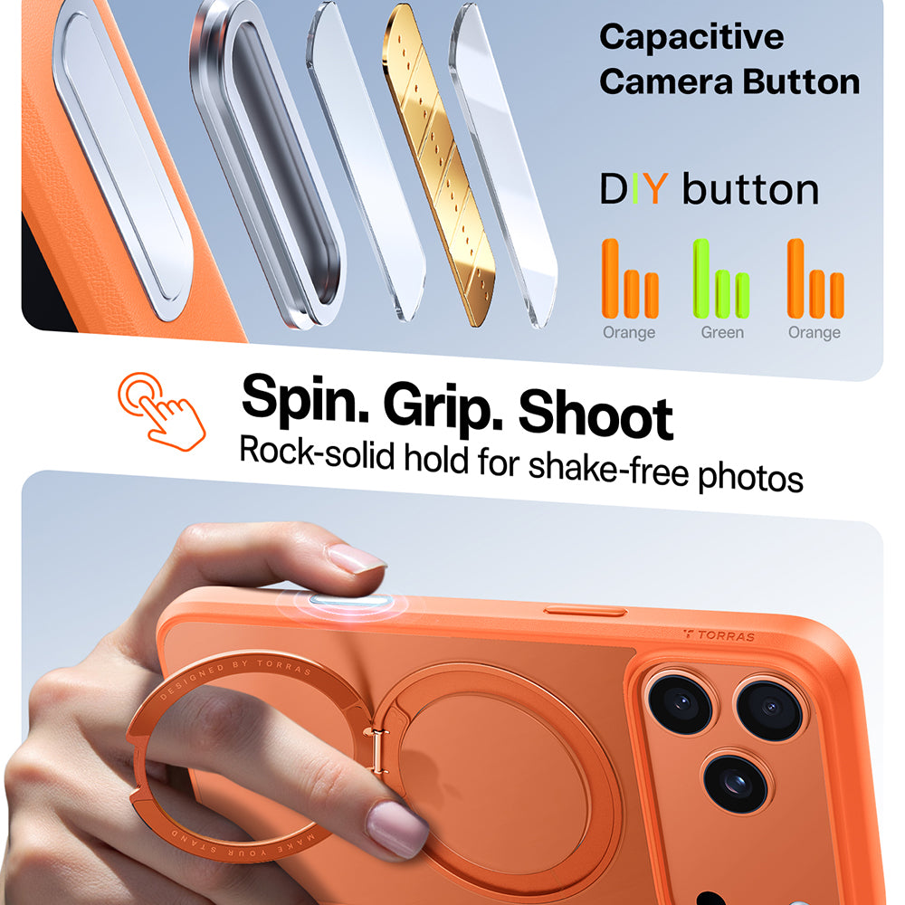 Capa MagSafe para Apple iPhone 17 Pro, Torras, Ostand Pro, Laranja
