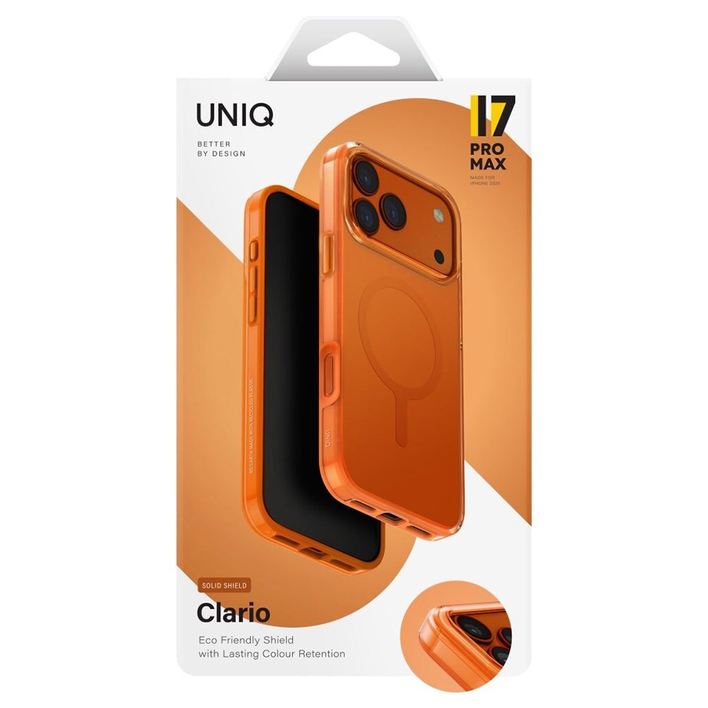 Capa MagSafe para Apple iPhone 17 Pro, UNIQ, Clario MagClick, Laranja