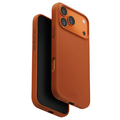 Capa MagSafe para Apple iPhone 17 Pro, UNIQ, Lino MagClick, Laranja Escuro