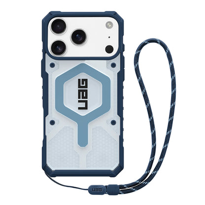 Capa MagSafe para Apple iPhone 17 Pro, Urban Armor Gear, Pathfinder Clear com Cordão, Azul