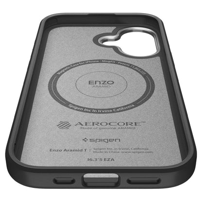 Capa MagSafe para Apple iPhone 17, Spigen, Enzo Aramid T, Preta Prateada