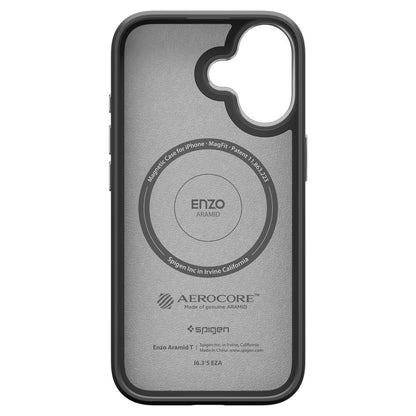 Capa MagSafe para Apple iPhone 17, Spigen, Enzo Aramid T, Preta Prateada