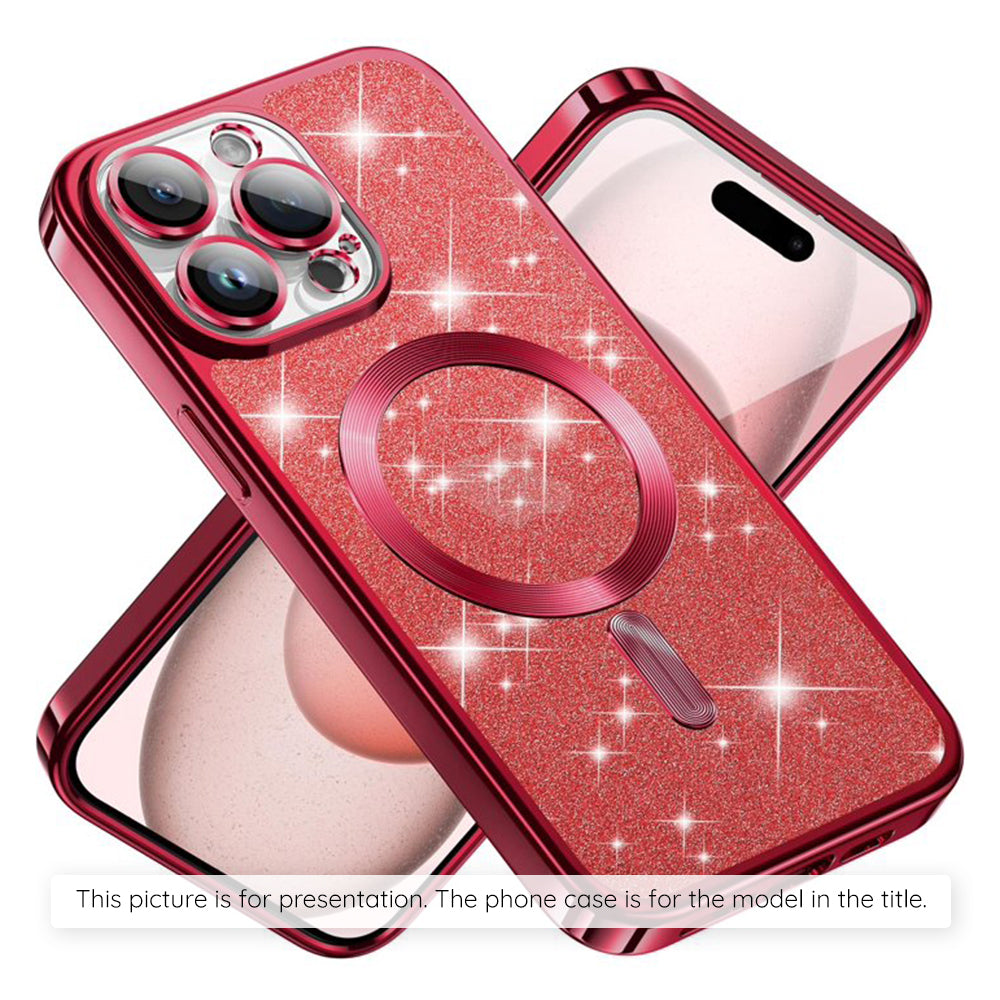Capa MagSafe para Apple iPhone 17, Techsuit, Luxury Glitter, Vermelha