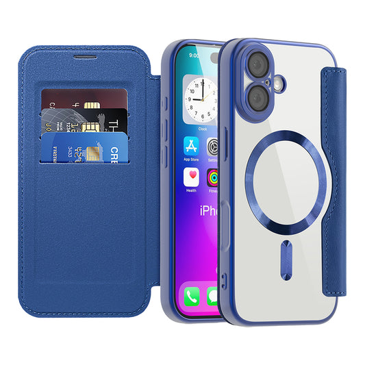 Capa MagSafe para Apple iPhone 17, Techsuit, SmartMag Book, Azul