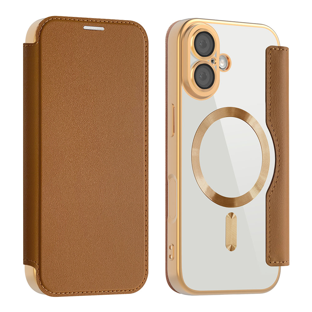 Capa MagSafe para Apple iPhone 17, Techsuit, SmartMag Book, Castanho