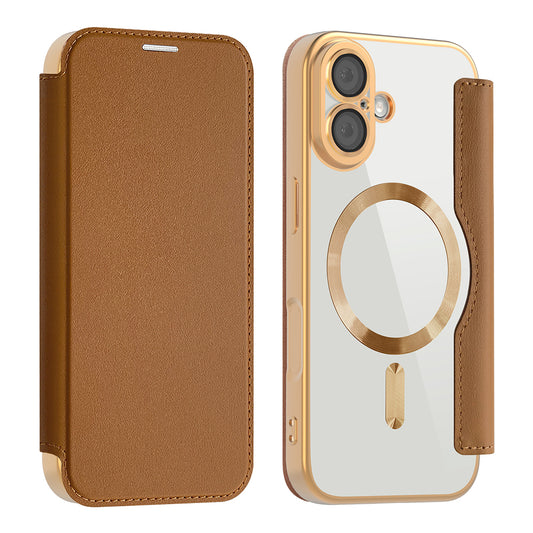 Capa MagSafe para Apple iPhone 17, Techsuit, SmartMag Book, Castanho