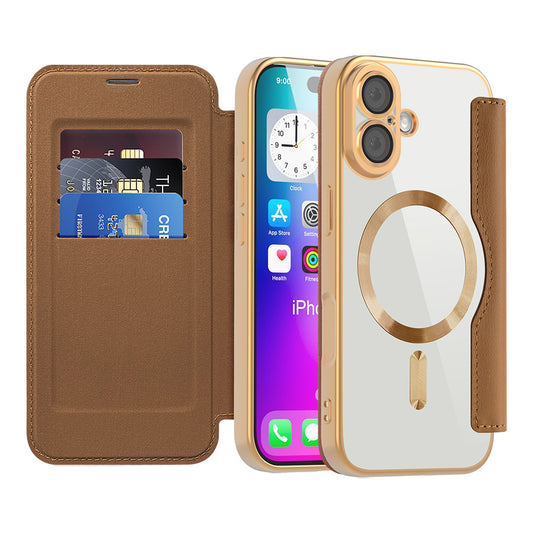 Capa MagSafe para Apple iPhone 17, Techsuit, SmartMag Book, Castanho