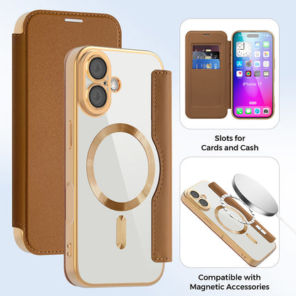 Capa MagSafe para Apple iPhone 17, Techsuit, SmartMag Book, Castanho