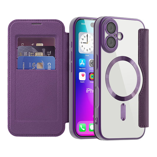 Capa MagSafe para Apple iPhone 17, Techsuit, SmartMag Book, Roxo