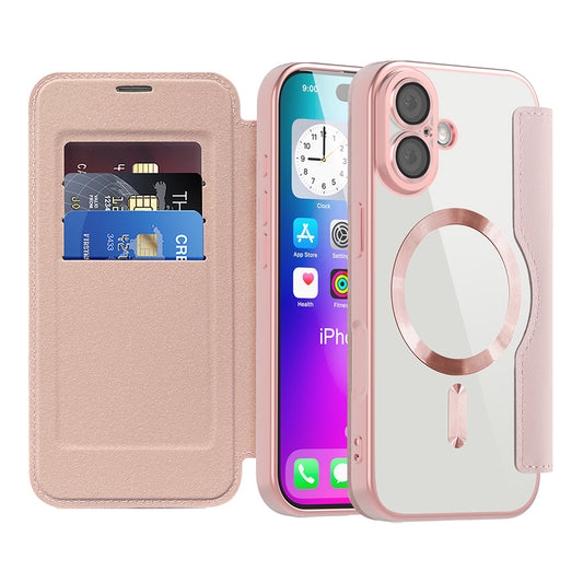 Capa MagSafe para Apple iPhone 17, Techsuit, SmartMag Book, Rosa