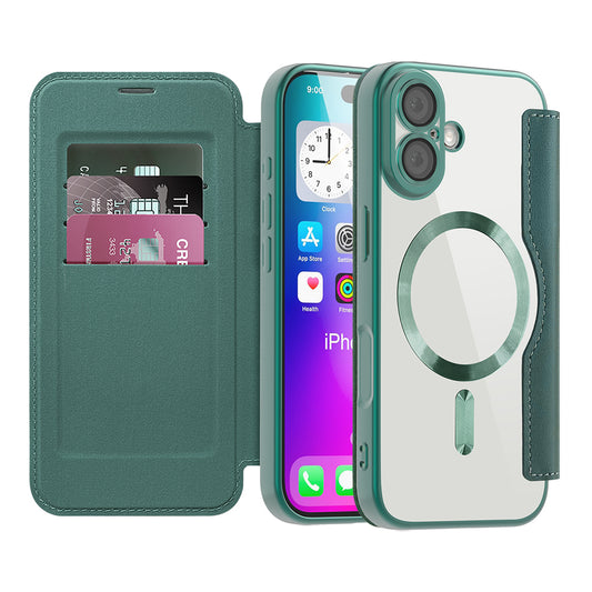 Capa MagSafe para Apple iPhone 17, Techsuit, SmartMag Book, Verde