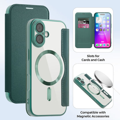 Capa MagSafe para Apple iPhone 17, Techsuit, SmartMag Book, Verde