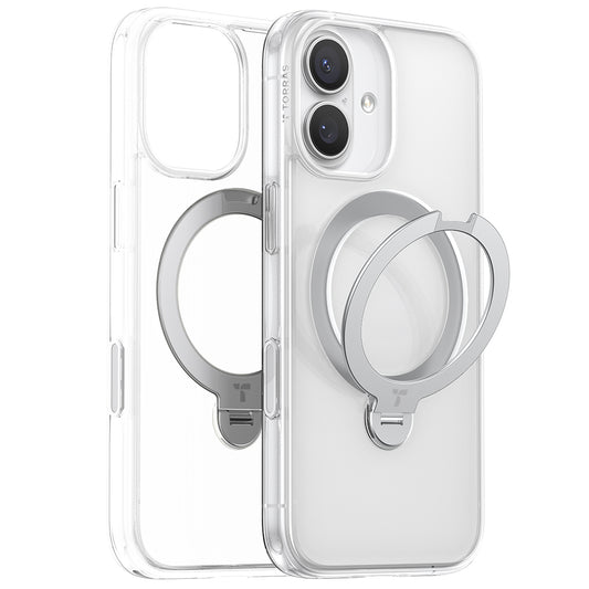 Capa MagSafe para Apple iPhone 17, Torras, Ostand Spin, Transparente