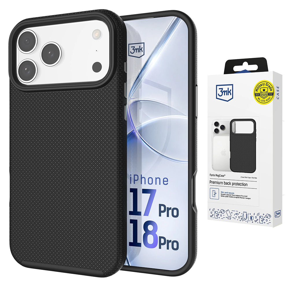 Capa MagSafe para Apple iPhone 18 Pro / 17 Pro, 3MK, Fortis, Preta