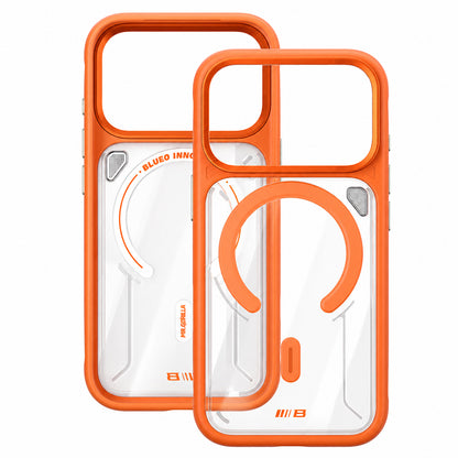 MagSafe Case for Apple iPhone 18 Pro / 17 Pro, Blueo, Heat Dissipation Stand, Satin Transparent Orange