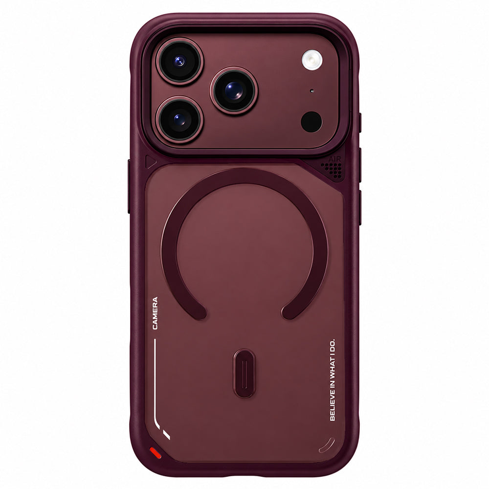 Capa MagSafe para Apple iPhone 18 Pro / 17 Pro, Blueo, suporte de dissipação de calor, cor de vinho acetinada