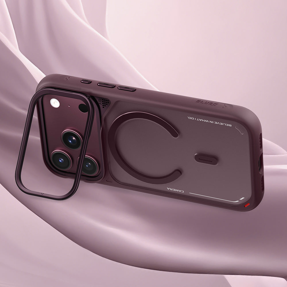 Capa MagSafe para Apple iPhone 18 Pro / 17 Pro, Blueo, suporte de dissipação de calor, cor de vinho acetinada